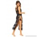PilyQ Women's Midnight Crochet Lace Maxi Dress Swim Cover Up Midnight B07KGFF6D7